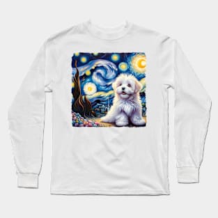 Starry Coton de Tulear Portrait - Dog Portrait Long Sleeve T-Shirt